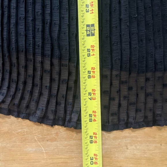 Gap Swiss Polka Dot Long Sleeve Sz XL Black Sheer Accordion Pleat Blouse - Picture 7 of 8